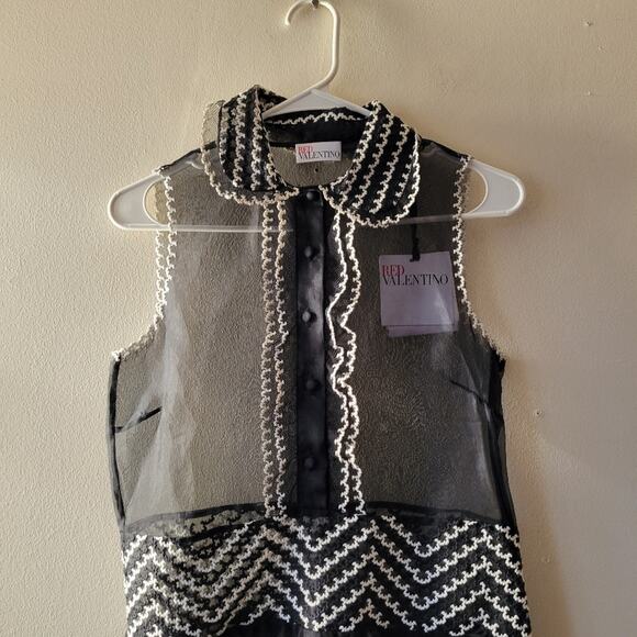 RED Valentino Black and White Chevron Dress - Picture 4 of 13